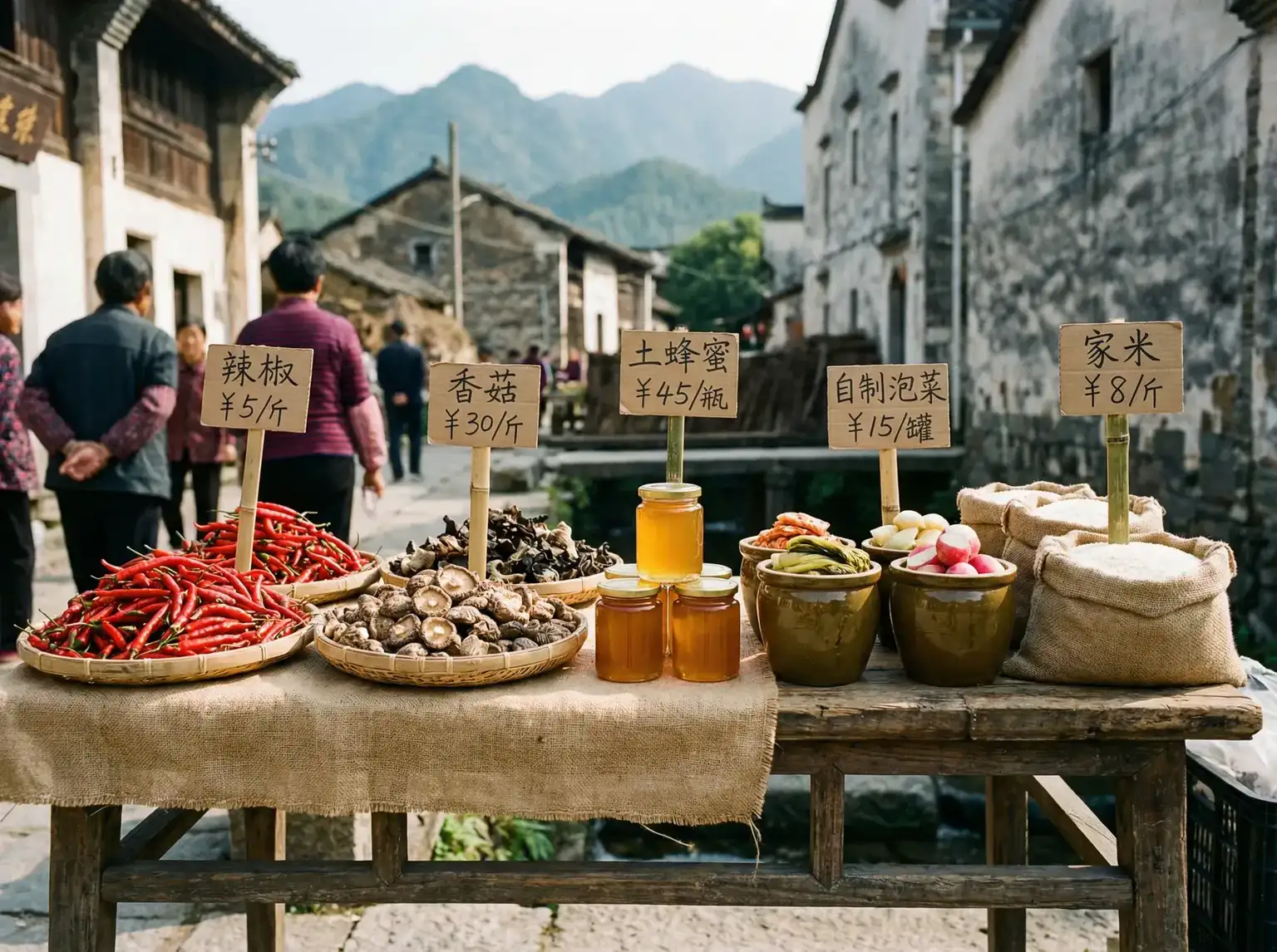 乡村集市上的辣椒香菇蜂蜜等土特产 - 中国大黄页在线观看 农产品